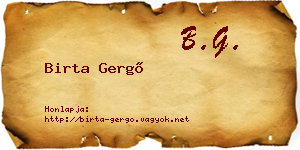 Birta Gergő névjegykártya